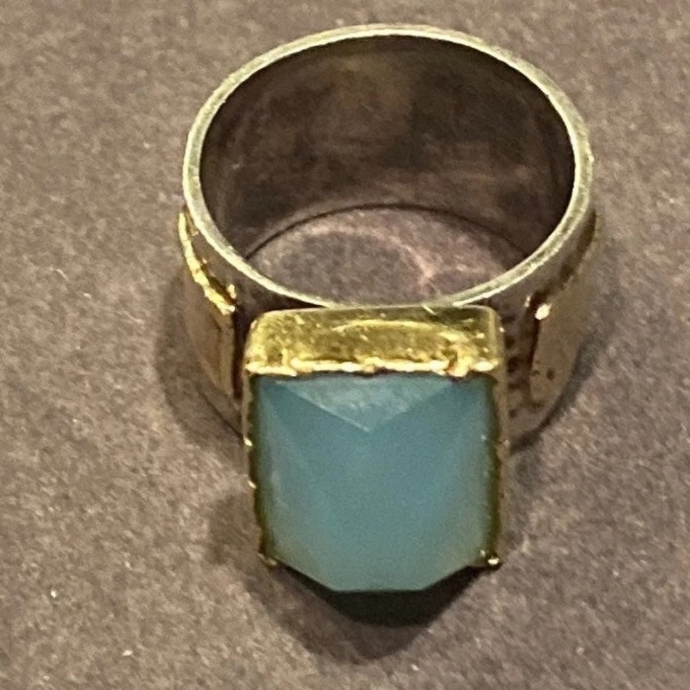 Silver and 14 kt ring